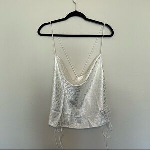 NWT shein white shinny metallic cowl neck satin slip top sz.XL(12)